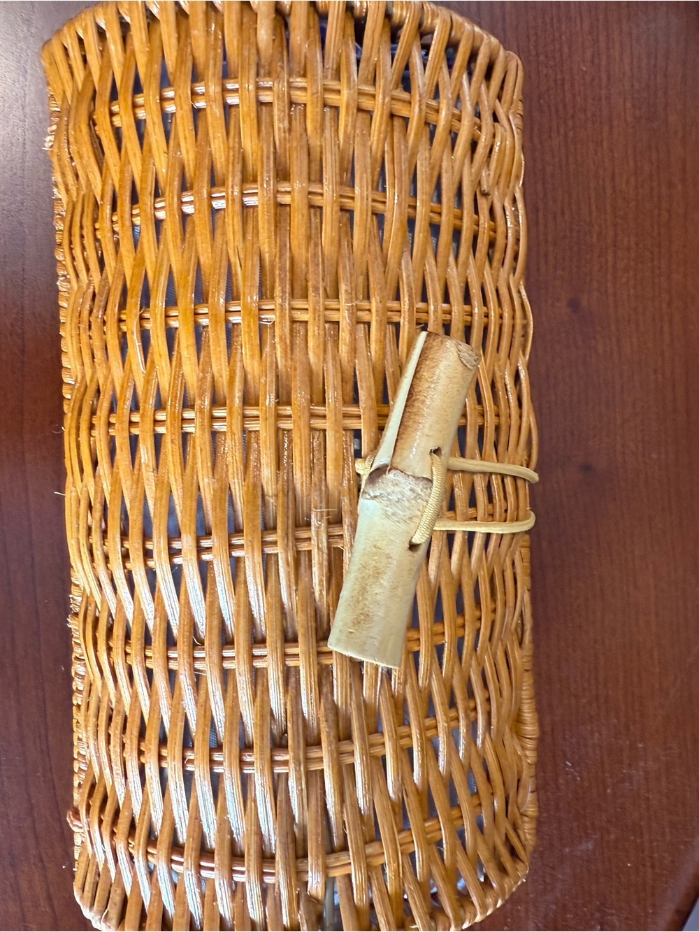 Lilly Pulitzer Woven Rattan Clutch in Natural Tan